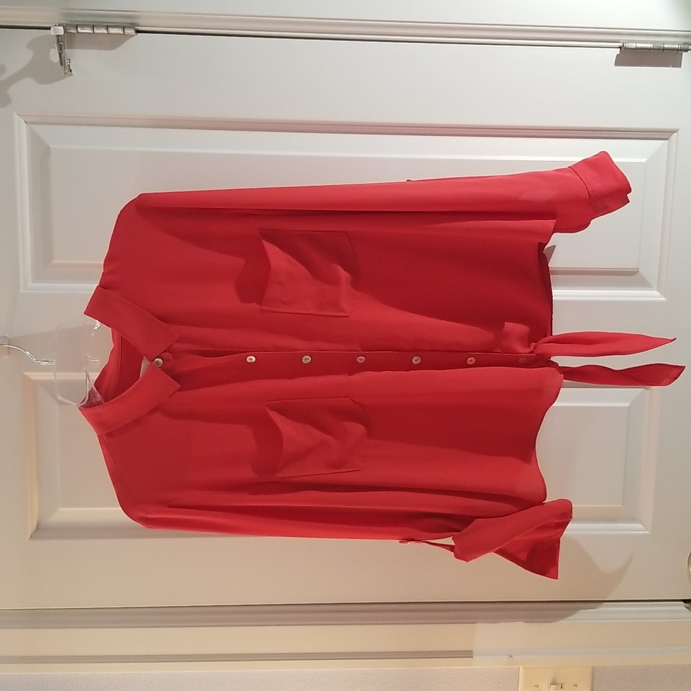 Chicos Red/Organge long sleeve blouse